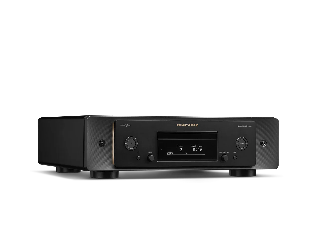 Marantz SACD 30n black network SACD player, front studio angle, audio equipment