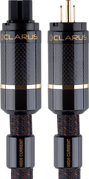 Clarus high-end audio power cables with carbon fiber and gold accents, The Source AV