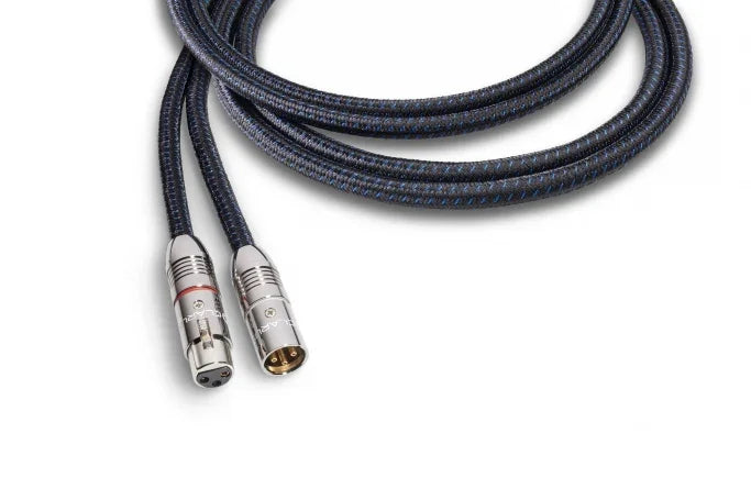 High-quality XLR audio cable with braided jacket and silver connectors on white background