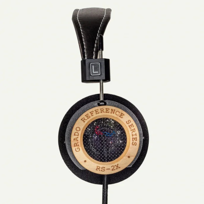 Grado Reference Series RS-2x headphone with wood ring and mesh grille, premium audio gear