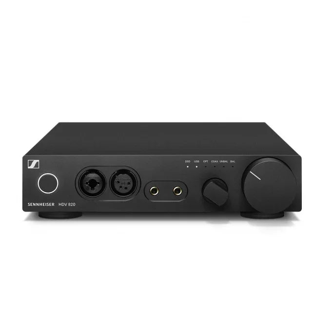 Sennheiser HDV 820 headphone amplifier, black, front panel connectors, at The Source AV