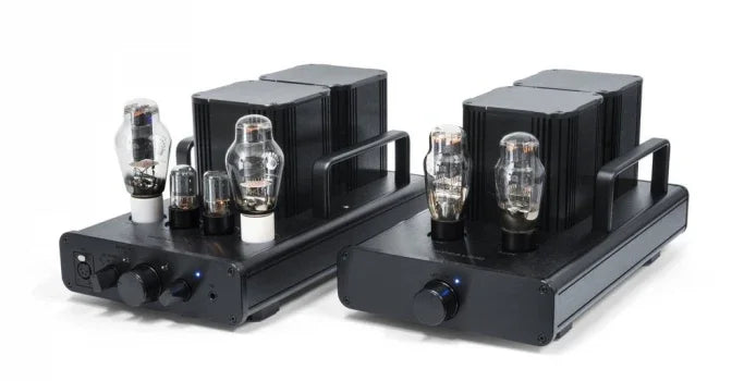 High-end black tube amplifier pair for audio systems at The Source AV