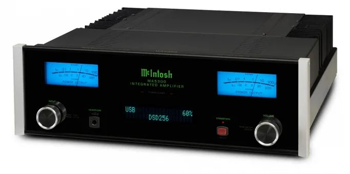 McIntosh MA5300 integrated amplifier with blue VU meters, featured at The Source AV