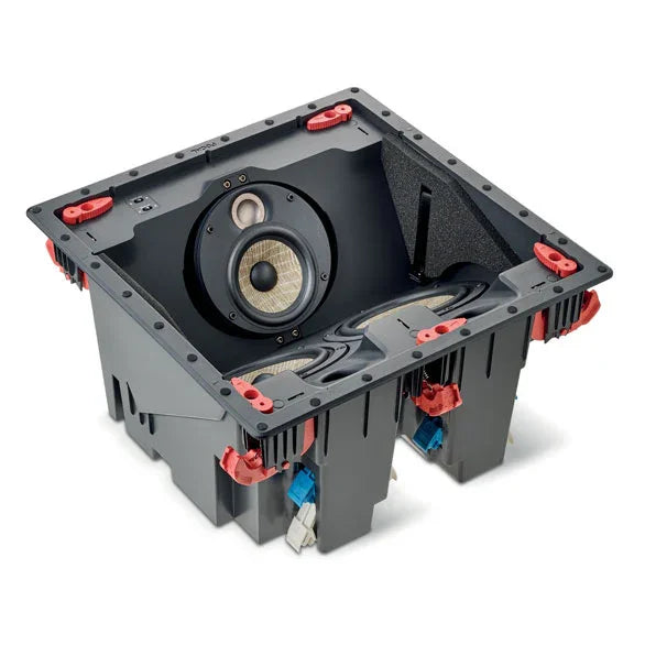 High-quality in-wall subwoofer speaker with black housing and exposed driver, from The Source AV