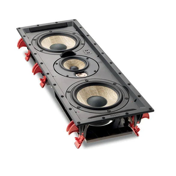 High-end in-wall home theater speaker with three drivers and black frame at The Source AV