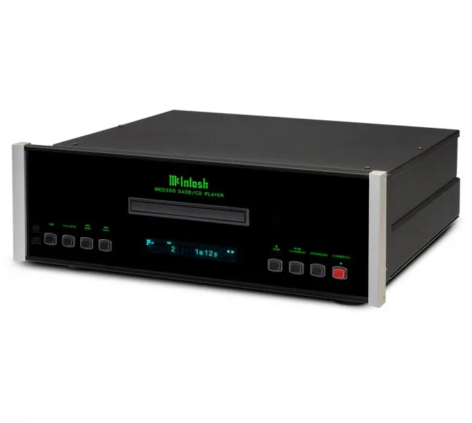 McIntosh MCD350 SACD CD player high-end audio equipment, black chassis, at The Source AV