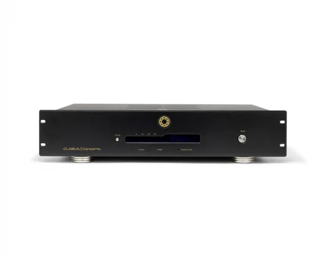 Clarus Concerto high-end audio component with black metal chassis, front display, and control knob