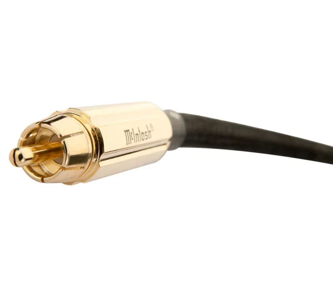 McIntosh high-end RCA audio cable with gold connectors and black braided sheath