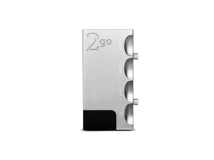 Chord 2go portable audio streamer in silver, shown upright on white background at The Source AV