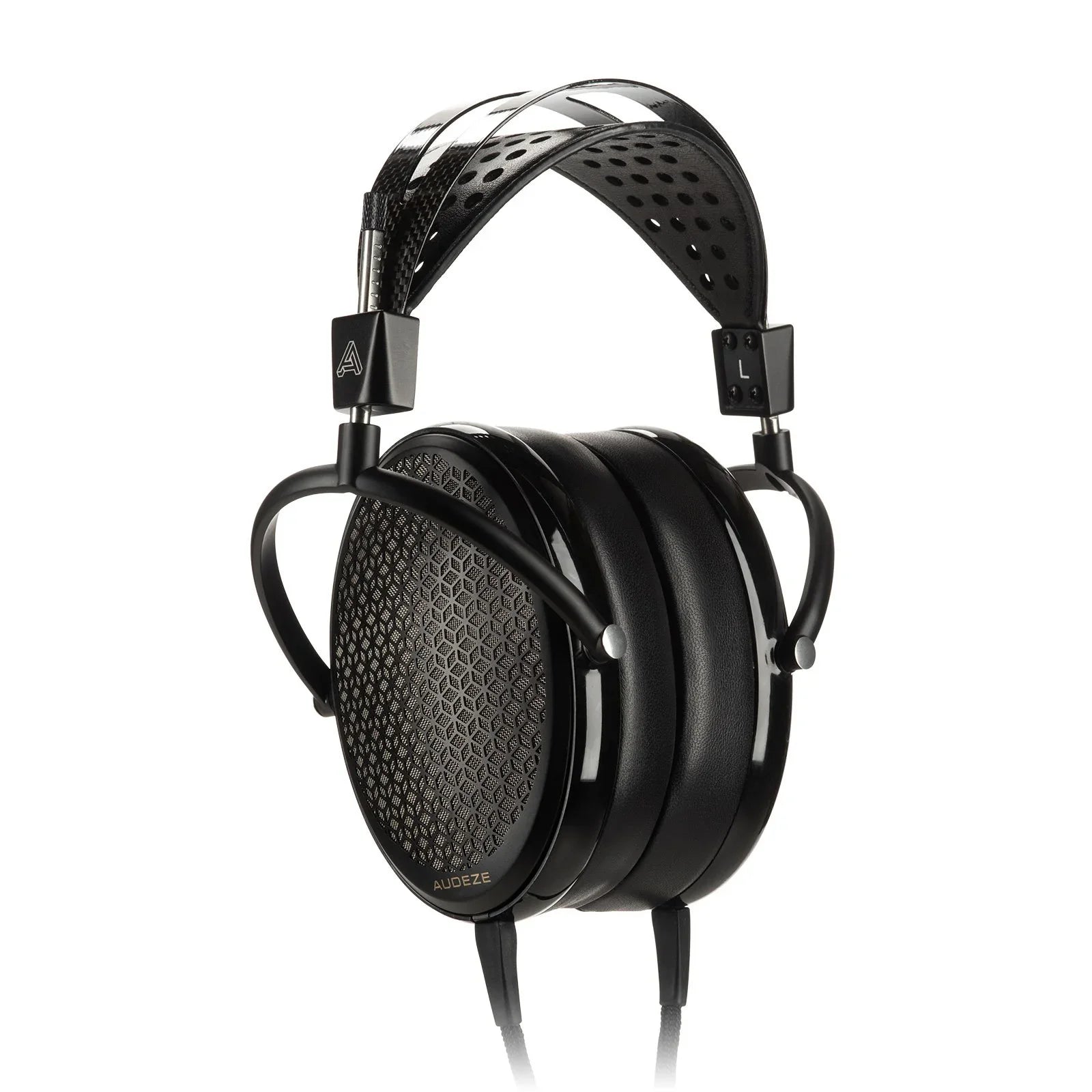 Audeze CRBN high-end black over-ear headphones with geometric grill design at The Source AV