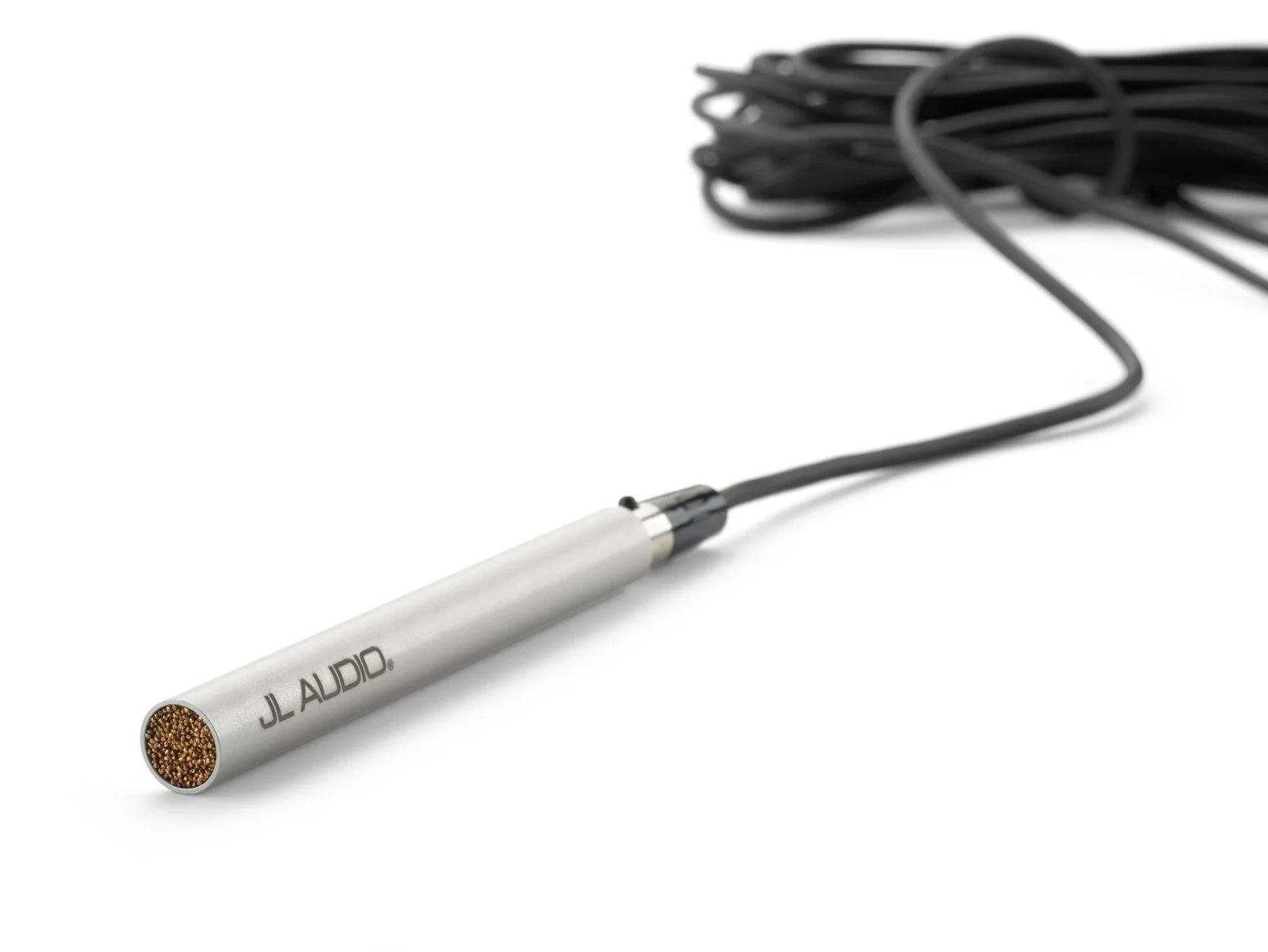 JL Audio precision calibration microphone with long black cable for audio equipment