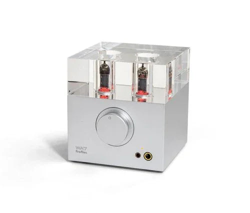 Woo Audio WA7 Fireflies headphone amplifier with vacuum tubes on white background