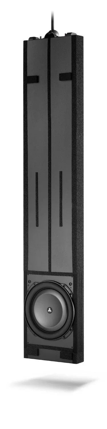 In-wall subwoofer speaker with black finish for home theater audio, The Source AV product.