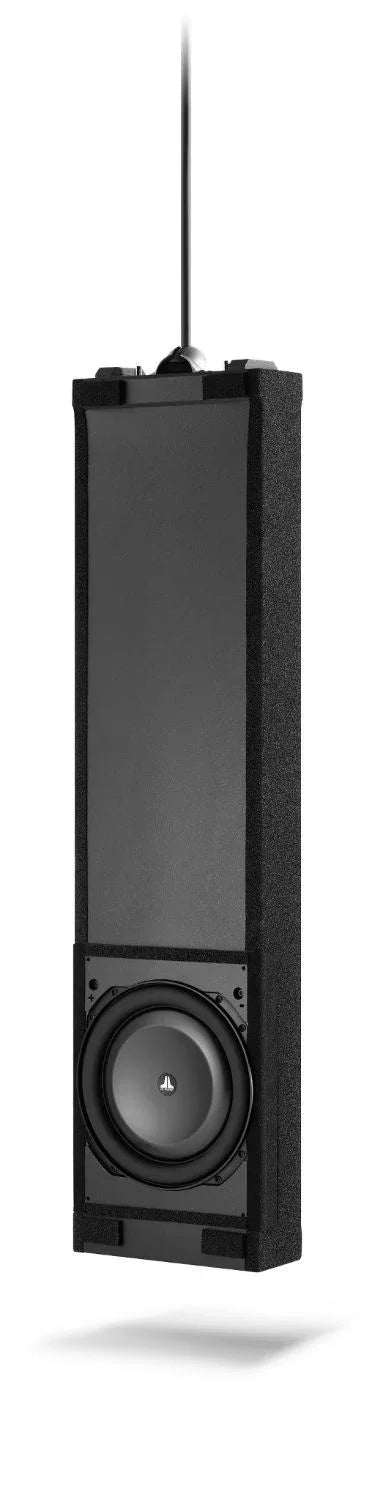 In-wall subwoofer speaker with black finish for home theater audio, The Source AV product.