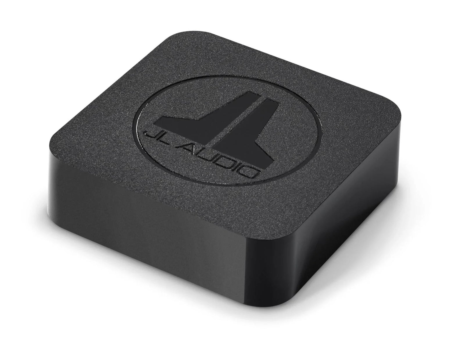 JL Audio black rectangular receiver on white background, high quality audio accessory