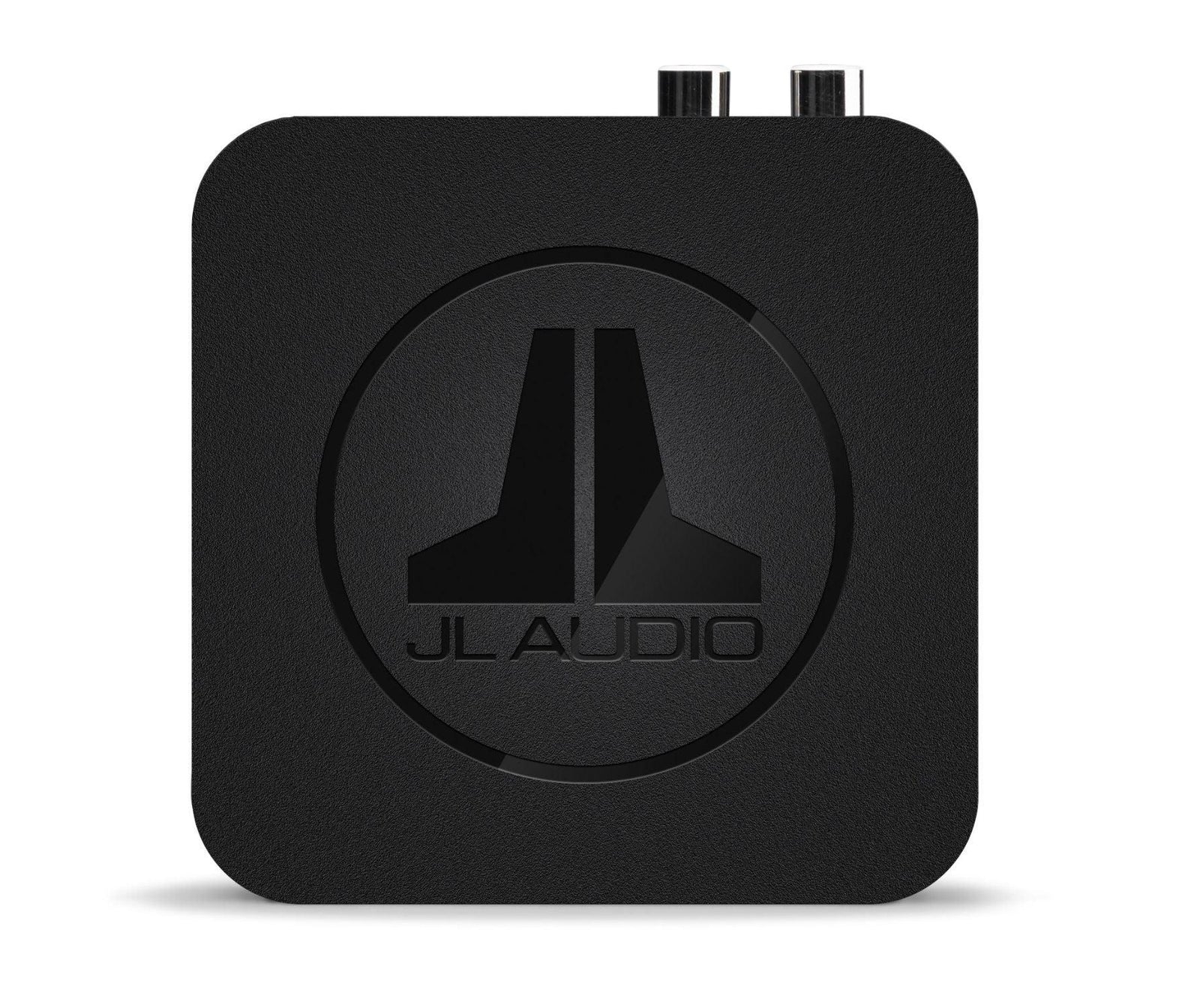 JL Audio black rectangular receiver on white background, high quality audio accessory