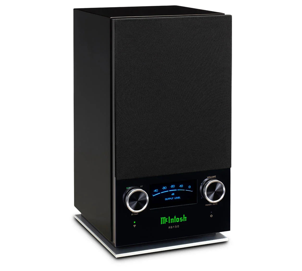 McIntosh RS150 wireless speaker with LED display and controls, premium audio equipment