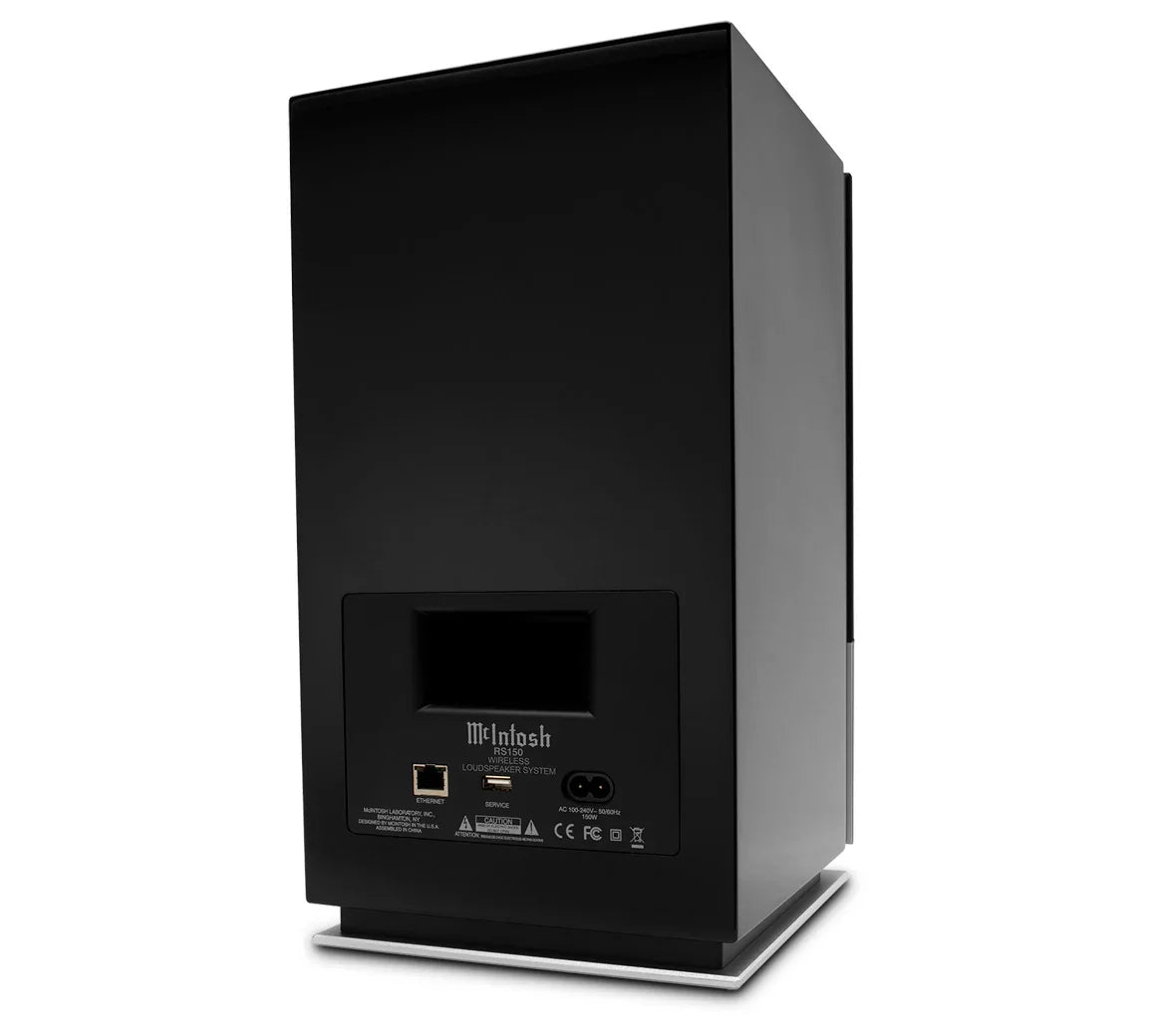 McIntosh RS150 wireless speaker with LED display and controls, premium audio equipment