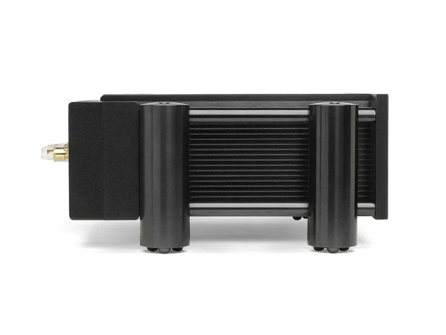 Chord SPM 1400 MkII power amplifier front view, black finish, blue power button, high-end audio equipment