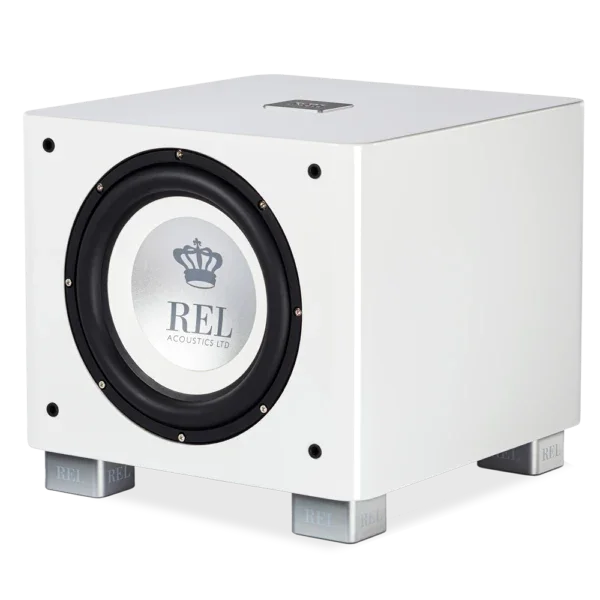 REL black subwoofer for high-quality home audio and theater, available at The Source AV