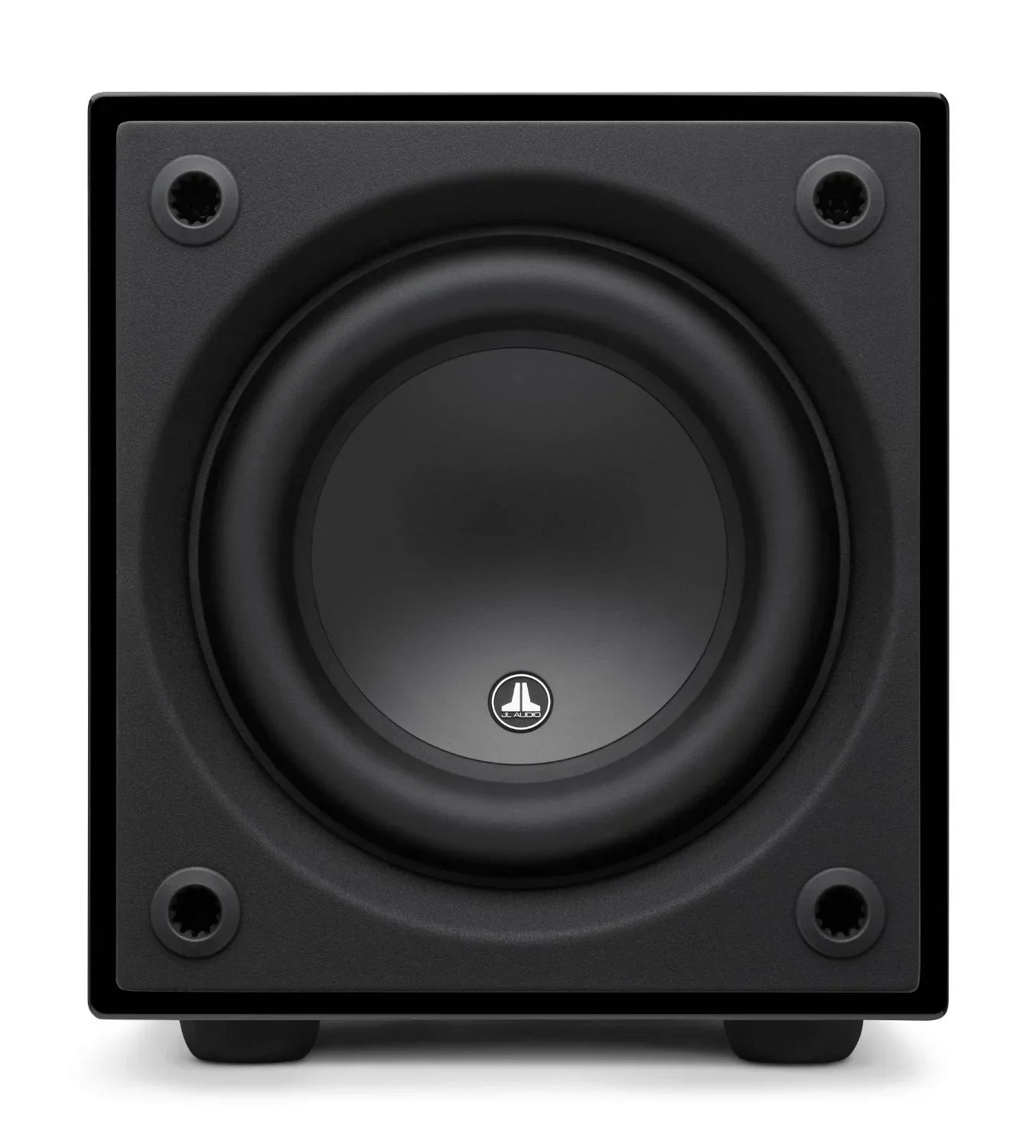 Glossy black JL Audio home theater subwoofer, high-end audio equipment at The Source AV