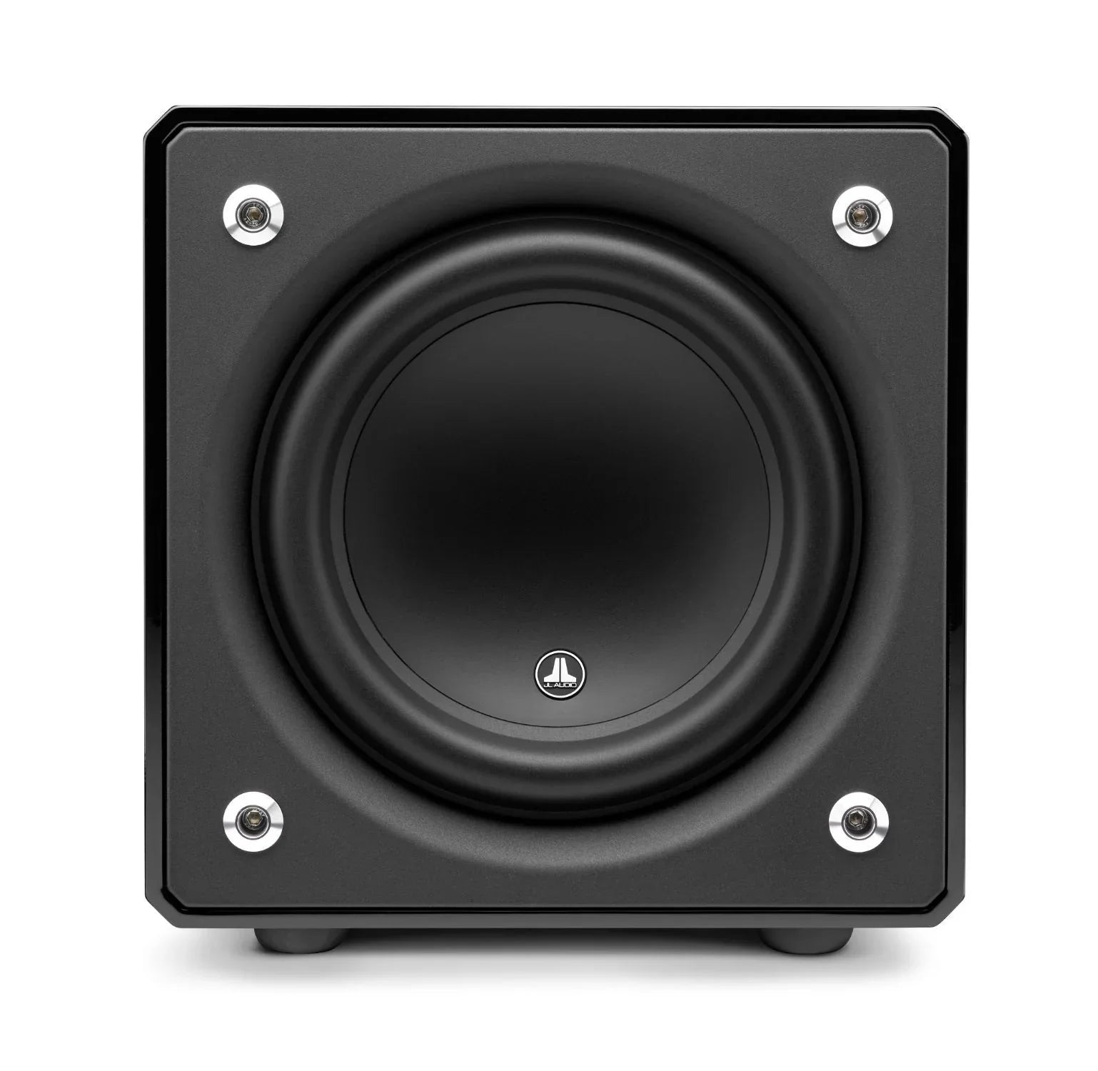 Gloss black JL Audio subwoofer for home theater, featured by The Source AV