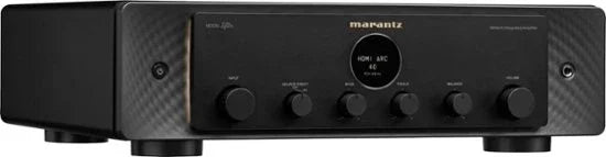 Marantz black audio amplifier with front control knobs at The Source AV