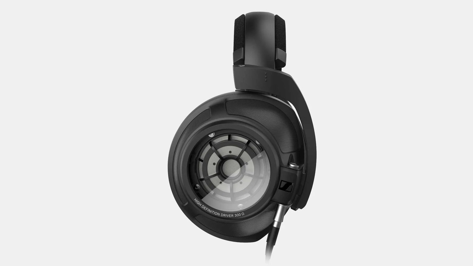 High-end over-ear headphone with open-back ear cup, showcased on plain background at The Source AV.